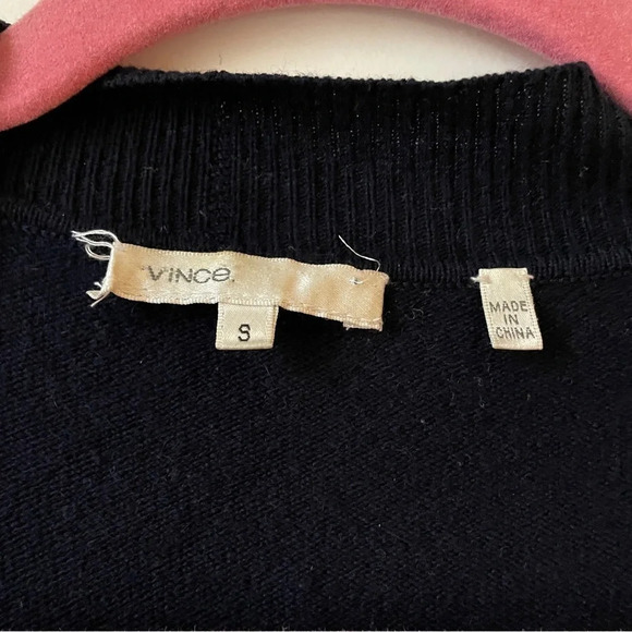 VINCE navy blue 100%‎ cashmere long belted short  sleeve cardigan - Picture 5 of 7